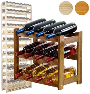 Modo24 Weinregal Flaschenregal Holzregal Flaschenständer Varianten 12 bis 91 Flaschen, RW1 Getränkeregal, 3 Farben, FSC Holz Nachhaltig