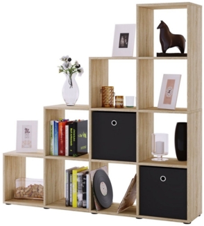 VCM Regal Treppenregal Raumteiler Stufenregal Bücherregal Standregal Holz Farlbwahl Sonoma-eiche 139 x 143 x 29 cm "Napoli"