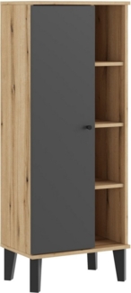 INOSIGN Stauraumschrank Oslo, Badschrank mit Knopfgriff, Hochschrank im skandinavischen Design in der Türfarbe Weiß oder Grau verfügbar, ausreichend Stauraum