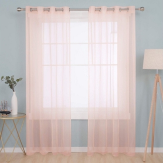 Deconovo Vorhang Transparent Voile Gardinen mit Ösen Wohnzimer Ösenvorhang 2er Set, Luftig Modern Store Dekoschals Schlafzimmer einfarbig pflegeleicht