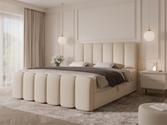 Compleo Boxspringbett Wolkenbett, Bequem H3, Doppelbett gepolstertes Kopfteil mit Bettkasten