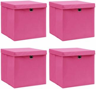 vidaXL Aufbewahrungsboxen mit Deckeln 4 Stk. Rosa 32x32x32 cm Stoff 288346