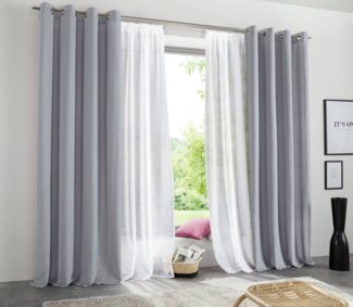 my home Vorhang Raja (2 St), Ösen, blickdicht, Polyester, 2er-Set, Bestseller, einfarbig, modern, pflegeleichte Mikrofaser