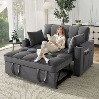 Ulife Schlafsofa mit Bettfunktion mit Getränkehalter und Kissen, klappbar, 1 Teile, geeignet für Wohnzimmer, Schlafzimmer, Heimkino-Wohnung