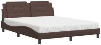 vidaXL Bett mit Matratze "Zadar" Braun 160x200 cm Kunstleder 3208875