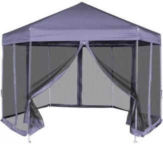 vidaXL Hexagonal Pop-Up Zelt mit 6 Seitenwänden Dunkelblau 3,6x3,1 m 42110