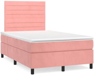 vidaXL Boxspringbett mit Matratze & LED Rosa 120x190 cm Samt 3270322