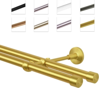 MDEKOR Gardinenstange Vorhangstange 19mm, 2-läufig, 2-läufig Wandmontage, 120 cm Messing Gold
