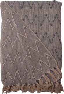 Decke Überwurf Zickzack Design 100% Baumwolle 130x180 cm Skandinavisch Weiß/Staubblau