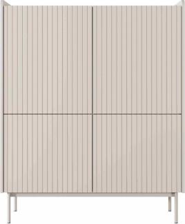 Furnix Highboard Niklaus Kommode mit vier Türen und Metallbeine elegant Beige, 8 geräumige Fächer