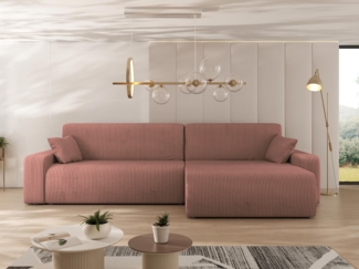 Ecksofa Pixalo L Cord Maxi mit Bettkasten und Schlaffunktion (Farbe: Poso 29)