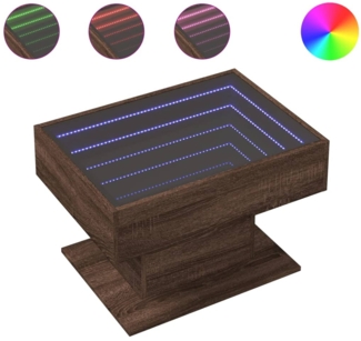 vidaXL LED-Couchtisch Braun Eichen-Optik 70x50x45 cm Holzwerkstoff 847538