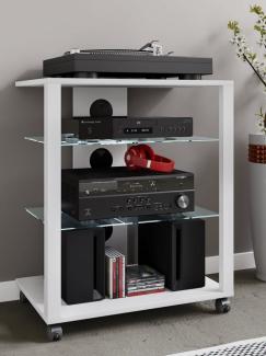 VCM TV-Rack Hifi Möbel Rack Glas Phono Mediaregal Folas Rollen