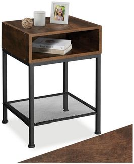 tectake Nachttisch Beistelltisch Harlow 40,5x40,5x59cm (1-St, 1 tlg), Quadratischer Nachttisch im markanten Industrie-Chic