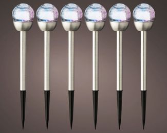 Lumineo LED Solarleuchte, Farbwechsel, warmweiß, LED Solar Außenleuchte 24cm Edelstahl mit Farbwechsel 6er Set