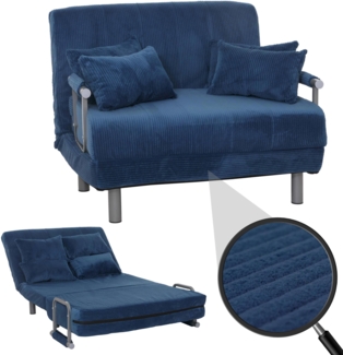 Schlafsessel HWC-K29, Klappsessel Schlafsofa Gästebett, Liegefläche 190x100cm, Stoff Cord (330g/m²) ~ blau