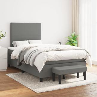 vidaXL Boxspringbett mit Matratze Stoff Dunkelgrau 120x200 cm, Härtegrad: H2 [3136422]