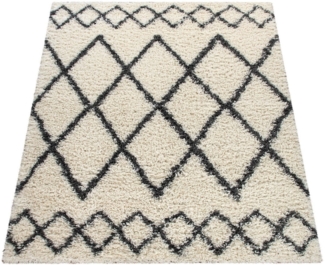 Paco Home Hochflor-Teppich Kalmar 445, rund, Höhe: 40 mm, Scandi Design, Rauten Muster, weich & kuschelig
