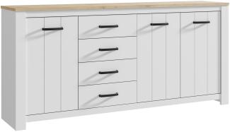 Sideboard >Chelles< in Weiß matt - 206x95,7x42,2cm (BxHxT)