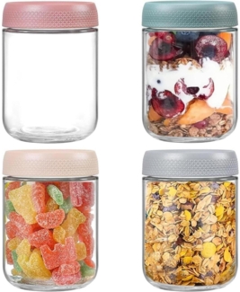 ALINK 4 Pack 16 OZ Einmachgläser für Overnight Oats Salat Joghurt Pudding