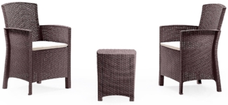 Dmora Lounge-Set für den Außenbereich Armin, Gartenset mit Kissen, Lounge-Set für den Innenbereich in Rattan-Optik, 100 % Made in Italy, Braun