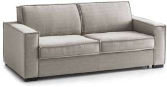 Dmora 2-Sitzer festes Sofa Arki, Wohnzimmersofa aus Stoff, Standardarmlehnen, 100 % Made in Italy, cm 180x95h90, Taupe