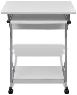 Computertisch Computerwagen PC Tisch Bürotisch Laptop auf Rollen weiß 20053