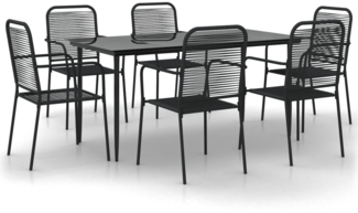 vidaXL 7-tlg. Garten-Essgruppe Schwarz Baumwollseil und Stahl 3156541