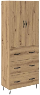 vidaXL Highboard 2 pcs Artisan-Eiche Ingenieurholz und Glas 3416007