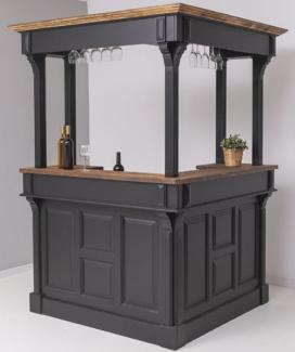 Casa Padrino Landhausstil Bar Theke Schwarz / Dunkelbraun 148 x 148 x H. 210 cm - Massivholz Thekentisch - Massivholz Barmöbel - Barmöbel im Landhausstil - Landhausstil Einrichtung