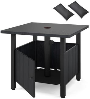 Outdoor Beistelltisch mit Ø48 cm Schirmloch Gartentisch mit 2 Sandsäcken Balkontisch