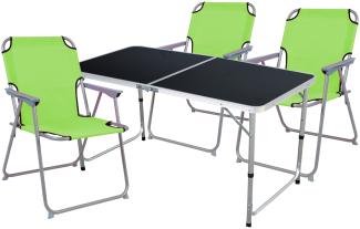 4-teiliges Campingmöbel Set Black Alu 120x60x58/70cm Limegrün