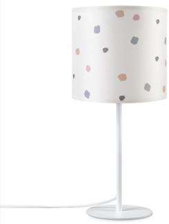 Paco Home Tischleuchte Luca Dots, ohne Leuchtmittel, Nachttisch Stoff Lampenschirm Rund Punkte E14 Bunt Retro Textil