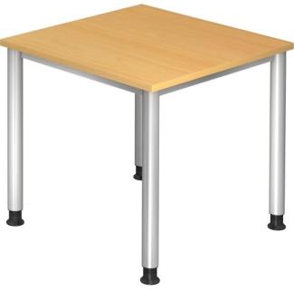 Schreibtisch HS08 4-Fuß rund 80x80cm Buche Gestellfarbe: Silber