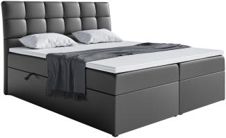 MEBLINI Boxspringbett DRAGO 160x200 cm mit Bettkasten - H4/Schwarz Kunstleder Polsterbett - Doppelbett mit Topper & Taschenfederkern-Matratze