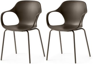 Connubia, 2 Stühle OPS! Metallgestell Lava MATT Sitz aus recyceltem Polypropylen 100% Erde matt