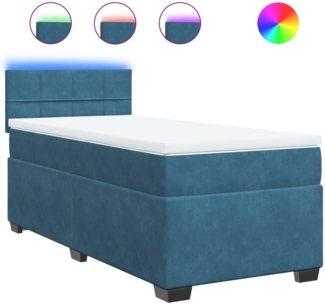 vidaXL Boxspringbett mit Matratze Blau 90x200 cm Samt 3288526