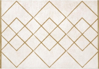 Vente-unique - Hochflorteppich Berber - 200x290 cm - Weiß & Goldfarben - PRYSMI