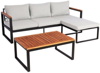 MCW Gartenlounge-Set MCW-L26b, (3-tlg), Inkl. Sitz- und Rückenpolster, Mit Schraubfüßen, Mit separater Ottomane
