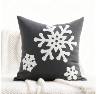 CLTYQ Kissenbezug Kissenbezug Weihnachten 2 Stück, Weihnachtsdeko Kissenbezug 45x45 cm, Schneeflockenstickerei,Kissenbezüge aus Canvas weiche