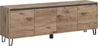 INOSIGN Lowboard BALTIC, Breite 184cm, grifflose Fronten, Metall-Füße,4 Türen, 4 Fächer, TV-Möbel, TV-Schrank, TV-Lowboard, Mediaboard