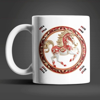 WS-Trend Tasse Pferd Chinesisches Jahres Sternzeichen Tasse Kaffeetasse Teetasse, Keramik