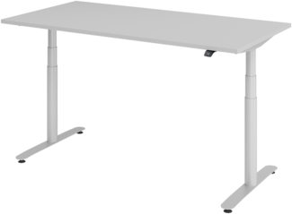 bümö elektrisch höhenverstellbarer Schreibtisch 160x80 cm mit Memory, Bluetooth & App-Steuerung - Schreibtisch höhenverstellbar elektrisch , elektrischer Schreibtisch grau, Gestell silber, XDLR-16-5-S
