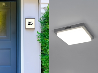 2er Set LED Außenwandleuchten mit Bewegungsmelder & Hausnummer 30 x 30cm