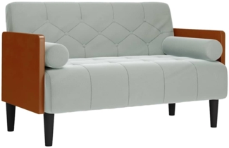 vidaXL Zweisitzer-Sofa mit Nackenrollen Hellgrau 110 cm Samt 4100601