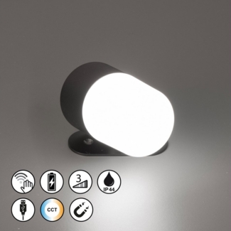 easy! BY FHL Außen-Wandleuchte Magnetic, Dimmfunktion, Farbsteuerung, USB-Ladefunktion, LED fest integriert, Tageslichtweiß, lange Leuchtdauer
