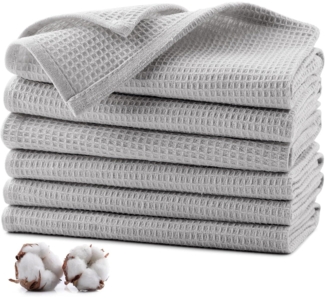 Jogoico 6er Set Baumwolle Waffeltücher Geschirrtücher 35x35 cm Tea Towels