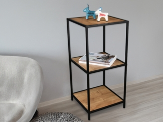 Beistelltisch AVELIN Metallgestell Schwarz, Tischplatten Holzoptik, Höhe 85cm
