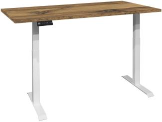 Schreibtisch höhenverstellbar elektrisch Edithe 120x70 weiß/plankeneiche 14242-12070