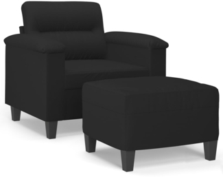 vidaXL Sessel mit Hocker Schwarz 60 cm Mikrofasergewebe 3201228